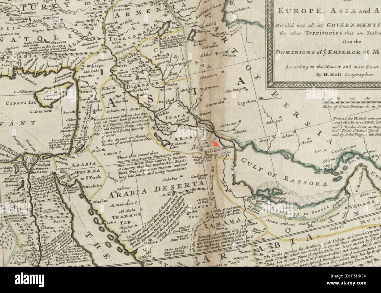 231752 Bassora détail carte Empire turc par Moll 17082 BPL Banque D'Images