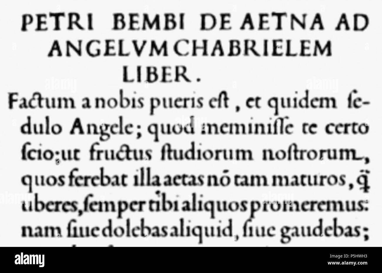 N/A. Deutsch : Originalschnitt Oberlängen langen mit der Bembo (Pietro Bembo : De Aetna. Aldus Manutius : Venise, 1495.) . 1495. Pietro Bembo Bembo 185-originalschnitt Banque D'Images