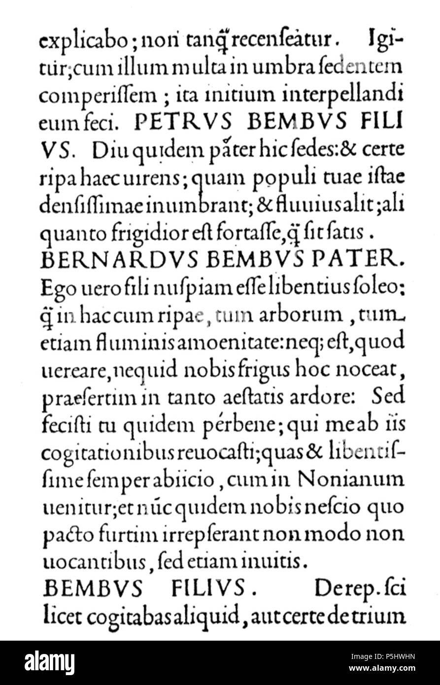 N/A. Deutsch : Originalsatz Oberlängen der Bembo mit langen aus de Pietro Bembo (Aetna Aetna De :. Aldus Manutius : Venise, 1495.) . 1495. Pietro Bembo Bembo 185-orig-aetna Banque D'Images