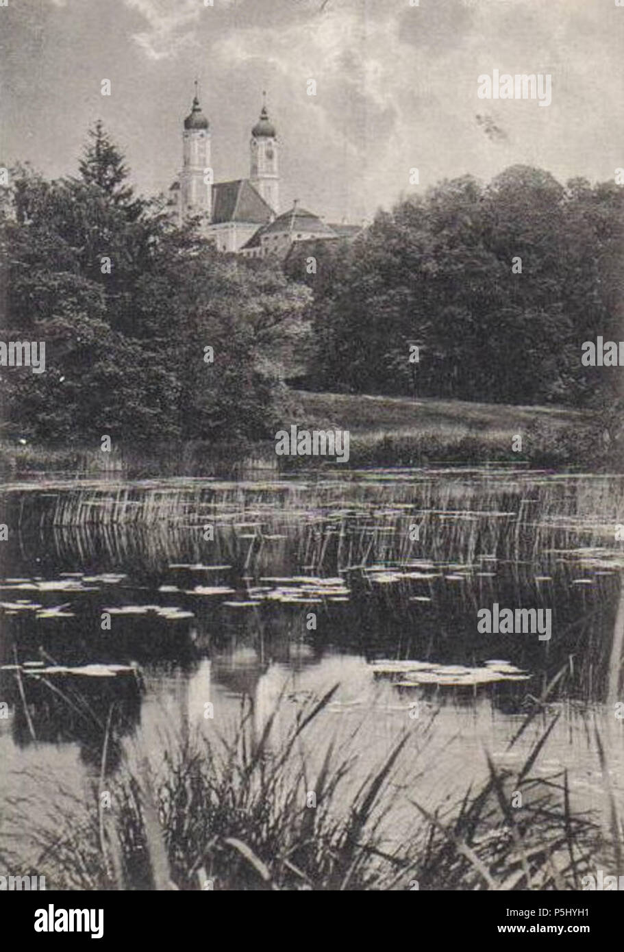 N/A. Anglais : Bottmingen Abbaye était une abbaye impériale autonomes jusqu'à 1802-03. Portrait d'une carte postale postally utilisés en 1906. 23 novembre 2012, 15:52:52. Hans Pernat, ch. 190551 église abbatiale de l'abbaye de Roggenburg, 1905 Banque D'Images