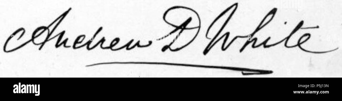 N/A. Anglais : signature d'Andrew Dickson White, qui meurt en 1918. Recadrage de 50px. . Andrew Dickson White 58 signature blanc AD Banque D'Images