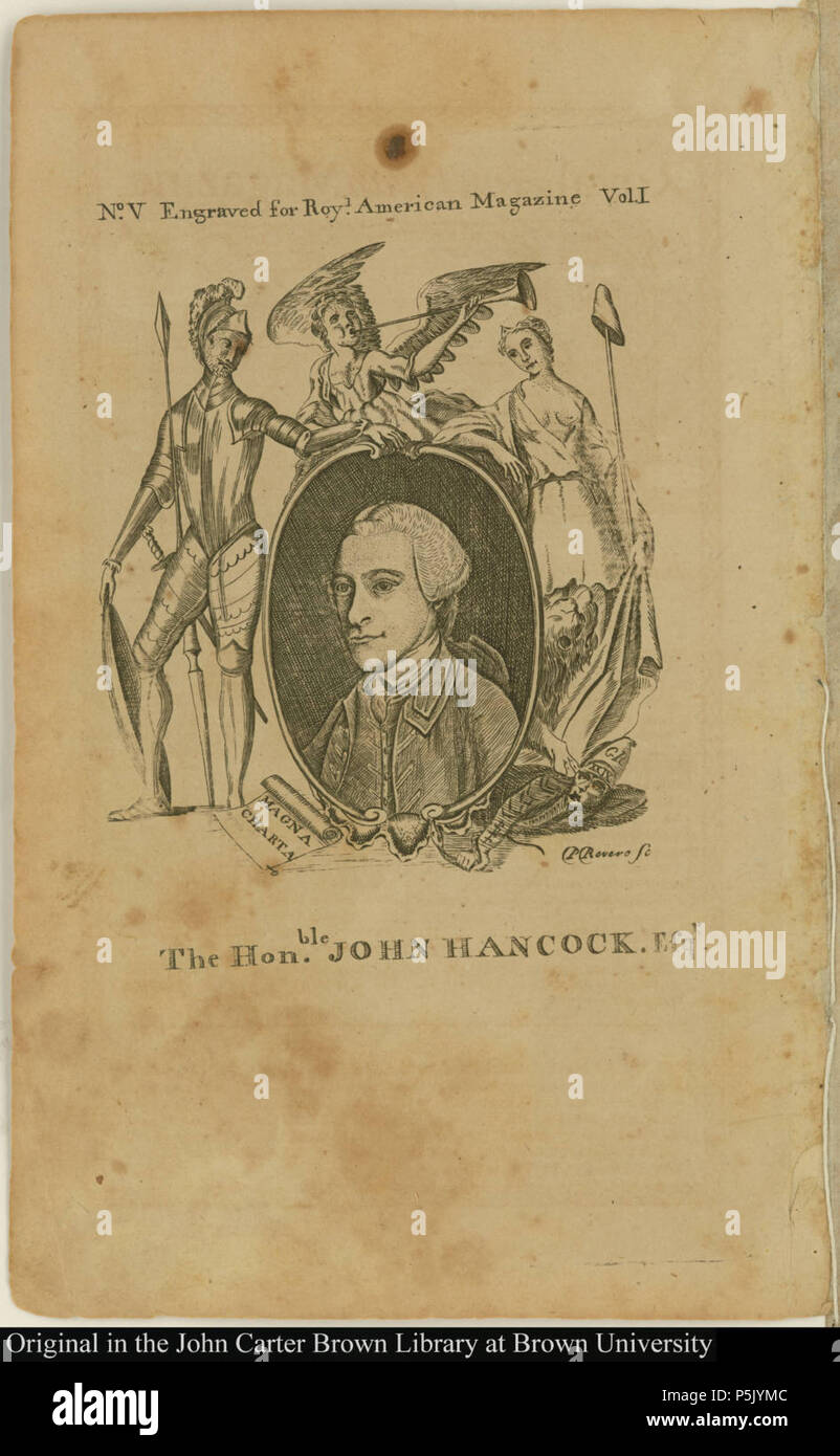 N/A. Portrait de John Hancock. Royal American Magazine . 1774. La revue américaine JohnHancock RoyalAmericanMagazine02754003 251774 Banque D'Images