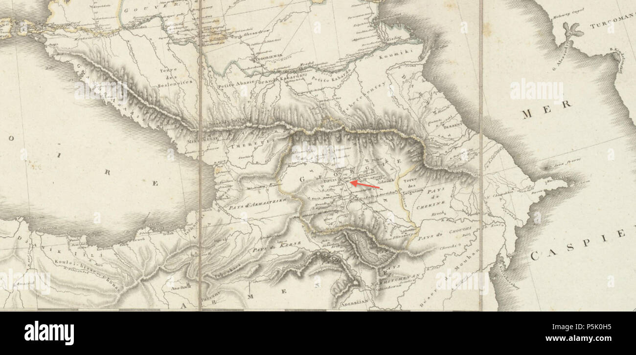 27 1809 Tiflis détail de la carte de l'Empire russe par Depot Imperial des cartes 14682 BPL. Banque D'Images