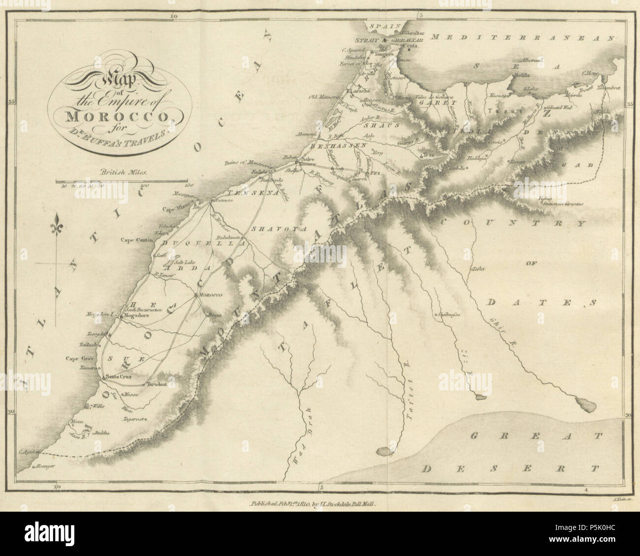 N/A. Anglais : Page 10 de voyages à travers l'Empire du Maroc ... Illustré d'une carte. 1810. Scan avec la permission de la British Library 27 (1810) La carte de l'EMPIRE DU MAROC Banque D'Images