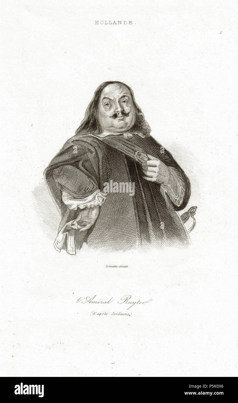 N/A. Nederlands : Portret van admiraal de Ruyter, naar Jacob Jordaens . 1844. Hasselt, M v 29 v De Ruyter 1844 Hasselt Banque D'Images