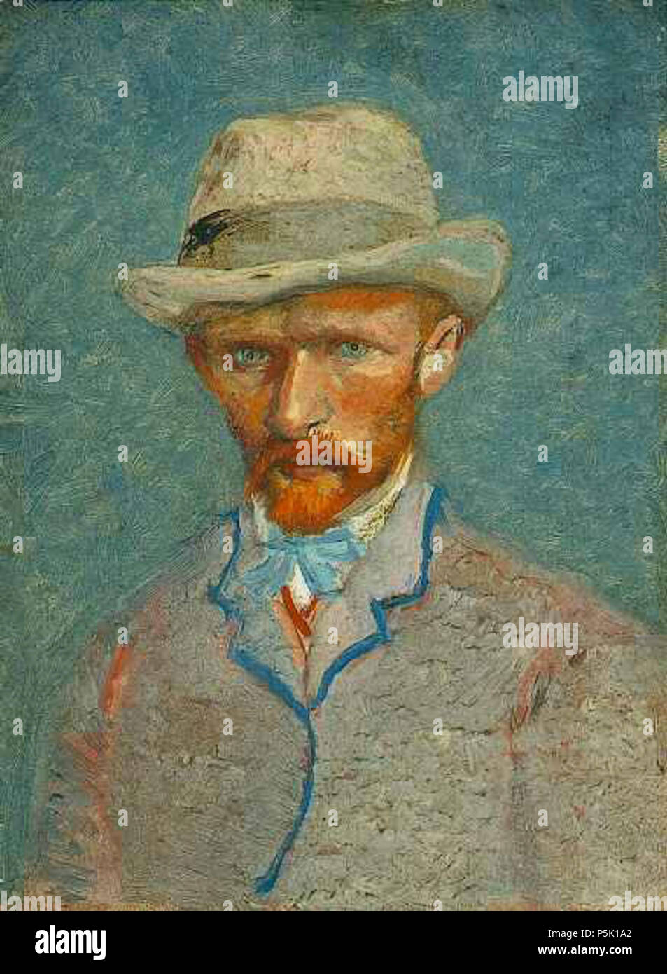 Autoportrait . Autoportrait avec un chapeau de paille gris . Paris, mars/avril 1887. N/A 31 Autoportrait avec chapeau de feutre gris1 23 Banque D'Images