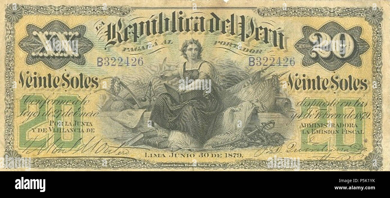 N/A. L'argent de papier . 1879 / 2007-05-19. Ernesto Linares 3320 plante de 1879 Banque D'Images