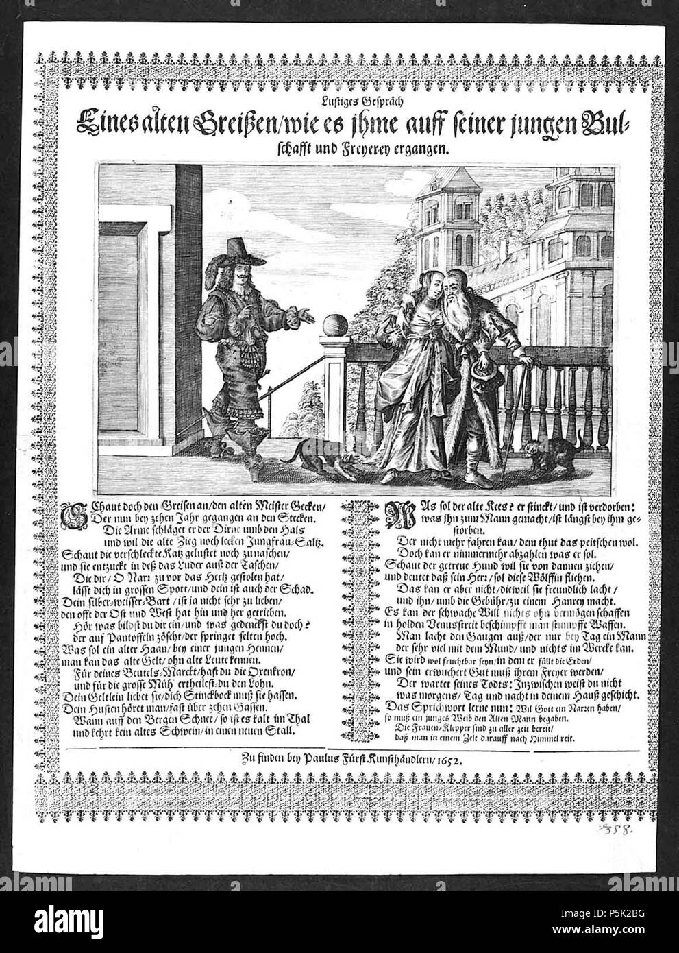 N/A. Lustiges Gespräch mit alten Greißen / wie es jhme auff Bulschafft Freyerey senneur jungen und ergangen . 1652. Verleger/Drucker : Paul Fürst, Nürnberg 3523 674710E Banque D'Images