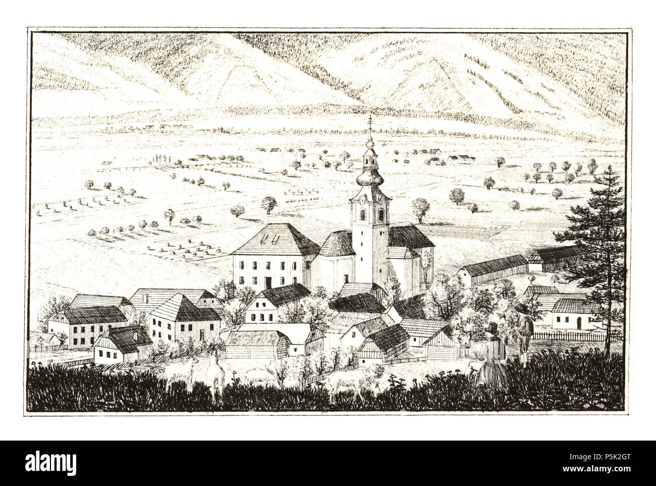 35247 Rietz - Ljubljana - J.F.Kaiser Ansichten der Steiermark 1830 Lithografirte Banque D'Images