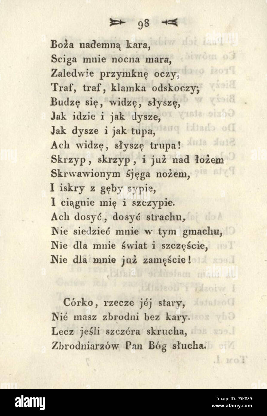 N/A. Anglais : Poèmes de Adam Mickiewicz. C. 1. - Vilnius ; imprimé par Józef Zawadzki, 1822 ; Adam Mickiewicz (1798-1855) Polski : Poezye Adama Mickiewicza. T. 1. - Wilno ; drukiem Józefa Zawadzkiego, 1822 ; Adam Mickiewicz (1798-1855) . 1822. Adam Mickiewicz (1798-1855) Nom de naissance Autres noms : Bernard Adam Mickiewicz Belarusian-Lithuanian Description Professeur, poète, journaliste d'opinion, dramaturge, essayiste et traducteur Date de naissance/décès 24 Décembre 1798 26 novembre 1855 Lieu de naissance/mort Zavosse Istanbul 1818 1855 période de travail de contrôle d'autorité : Q79822:64009368 VIAF J Banque D'Images