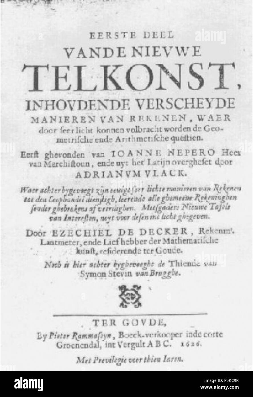 Adriaen Vlacq Logaritmen 63 Banque D'Images