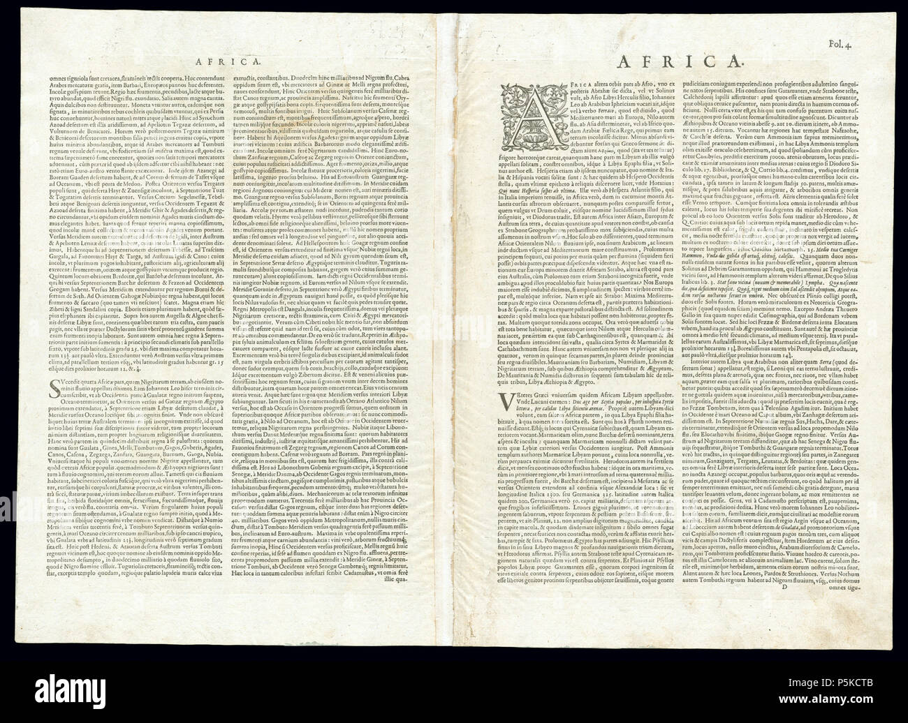 N/A. Africae vera forma, et situs Pictorial carte en relief de l'Afrique, Verso, publié 1593. 1593. Jode, Gerard de, 1509-1592 Afrique 65 1593, Gerard de Jode (3805116-verso) Banque D'Images