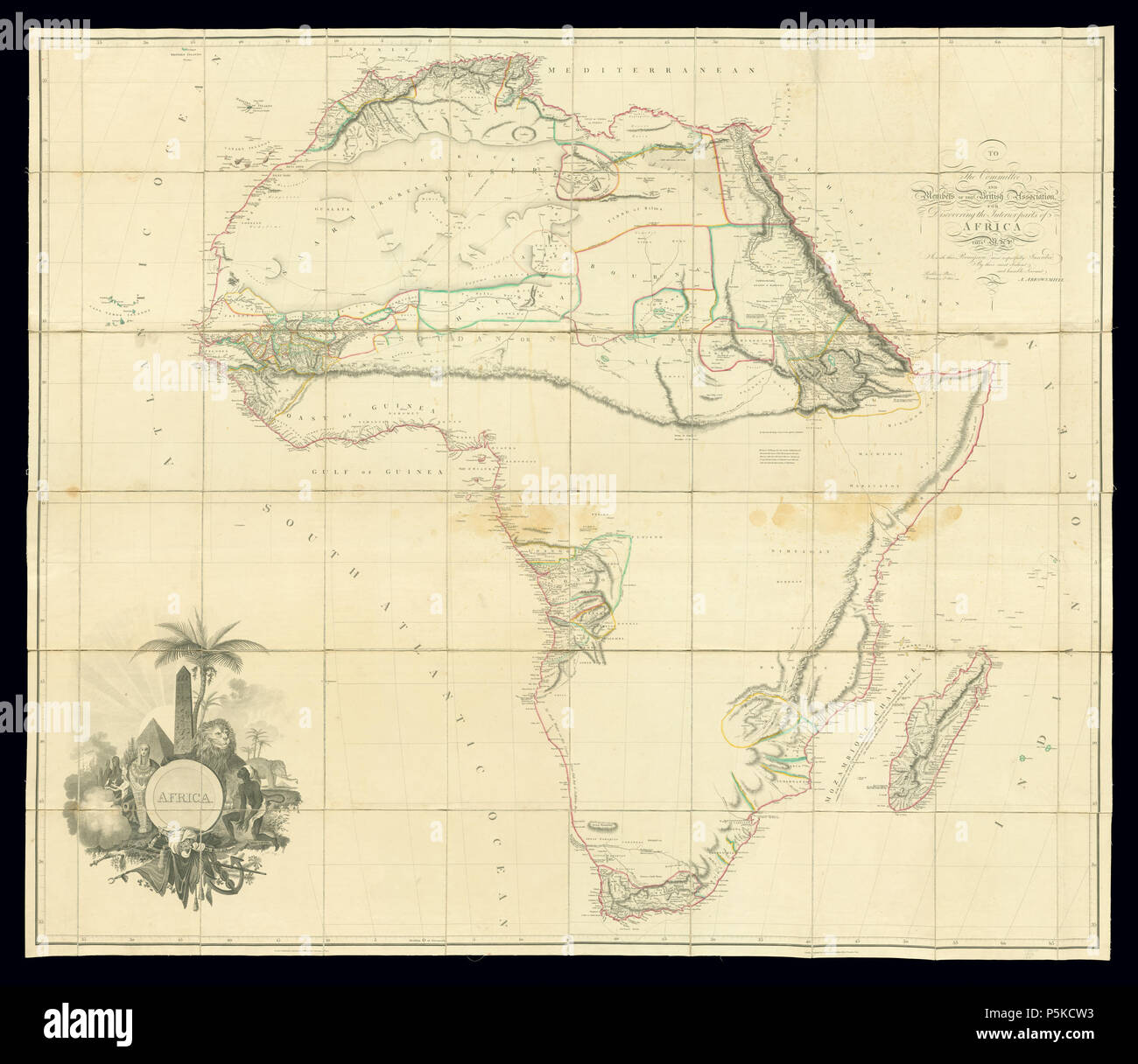 N/A. Description de l'Afrique Titre premier méridien : Philadelphie. Relief illustré de représentations imagées. En haut de la carte : gravé pour Carey's American édition de la géographie de Guthrie améliorée. Norwich, O. Cartes de l'Afrique, 130 d'une édition indépendante de Carey a l'atlas de géographie de l'amélioration. Guthrie (Description de : North West University Library) . 1802. Arrowsmith, Aaron, 1750-1823 Afrique 65 1802, Aaron Arrowsmith (4017989-recto) Banque D'Images