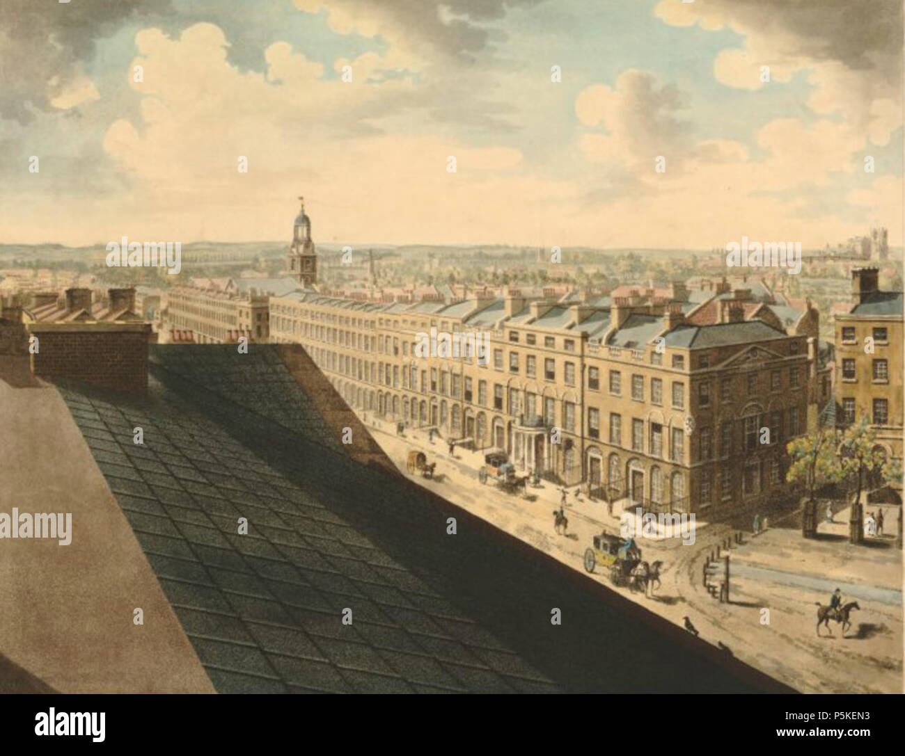 N/A. Anglais : Détail d'impression unique ou d'un six-print panorama de Londres, vue depuis le haut de l'Albion Mills à l'extrémité sud du pont de Blackfriars. Ce panneau affiche Blackfriars Road, à environ au sud vers Christchurch Southwark, avec le portique de 3 Blackfriars Road (la rotonde de Blackfriars) visible. 1792. Graveur Frederick Birnie, après Robert et Henry Aston Barker, Robert est mort 1802 Henry est mort 1856 74 Albion Mills panorama (extrême gauche) Banque D'Images