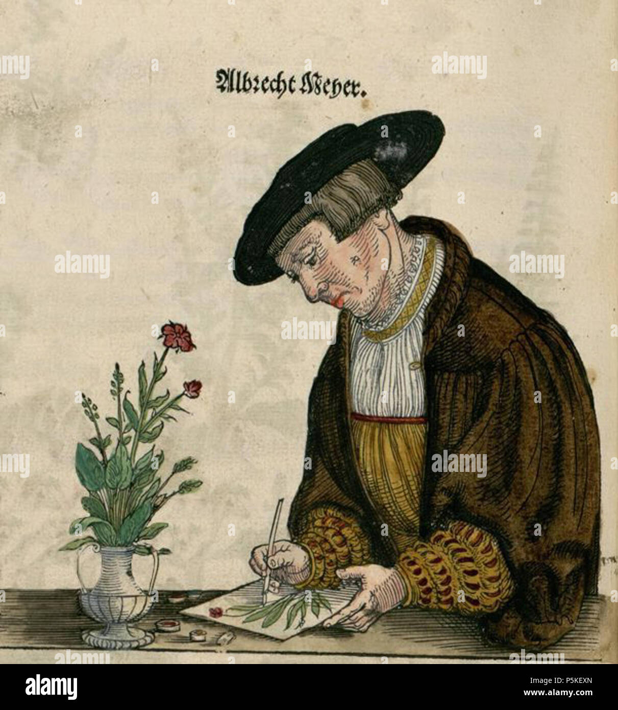 N/A. Anglais : Auto-portrait d'Albrecht Meyer (fl.1540), illustrateur de Leonhart Fuchs' 'De historia stirpium commentarii insignes insignes privés service'. 1540. Albrecht Meyer 75 Albrecht Meyer07a Banque D'Images