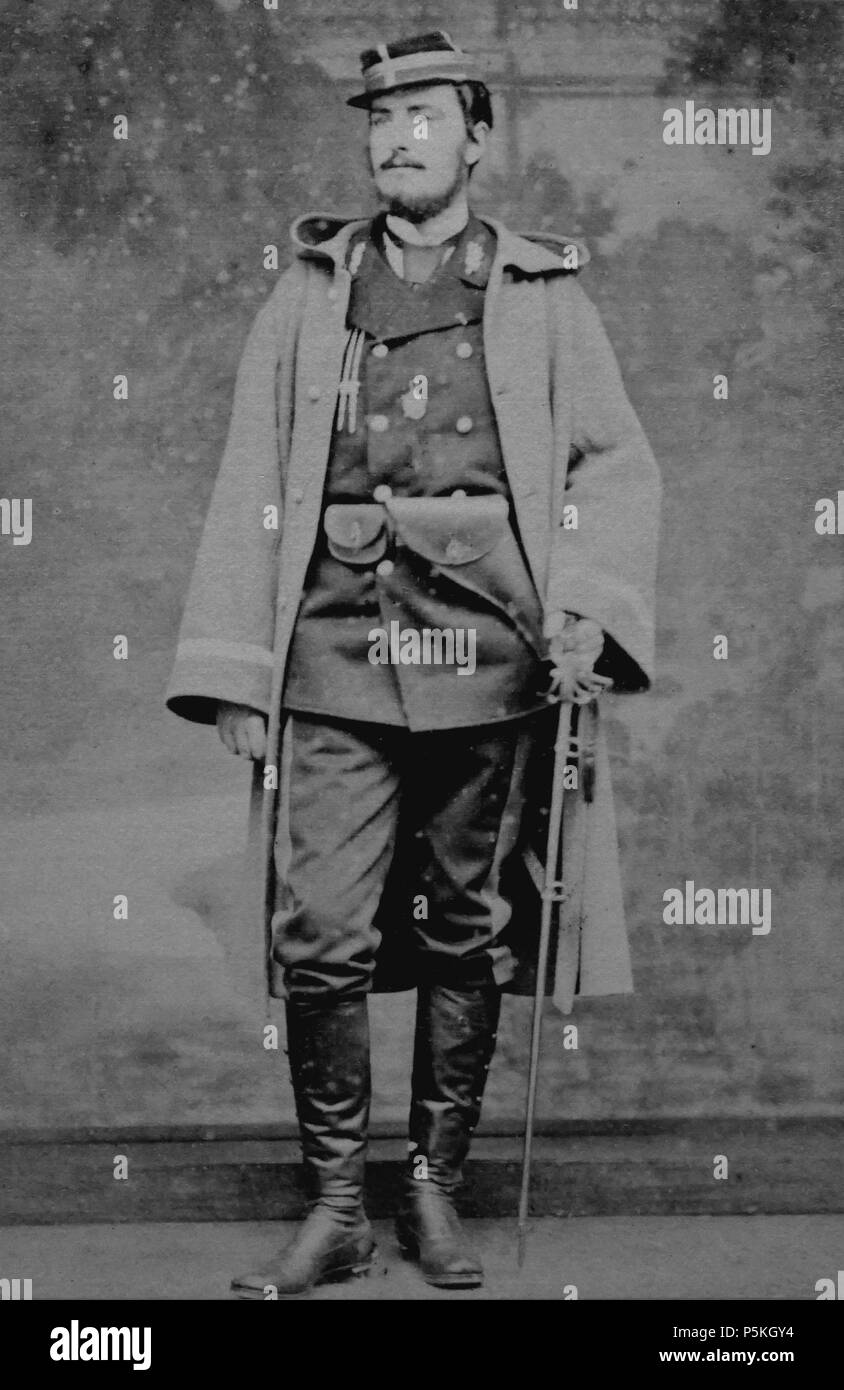 N/A. Alphonse de Neuville en garde national, vers 1870, photographe inconnu. Musée de l'Armée . France-Allemagnes Exposition(s), 1870-1871, la guerre, la commune, les mémoires. 13 avril-30 juillet 2017. vers 1870. Inconnu 87 Alphonse de Neuville en garde 1870 national Banque D'Images