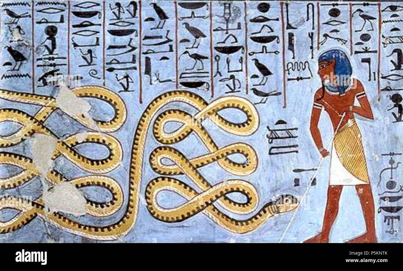 N/A. Anglais : l'art de l'Égypte ancienne représentant l'APEP warded off par une divinité. . Ce fichier n'est pas informations sur l'auteur. Apep 1 114 Banque D'Images