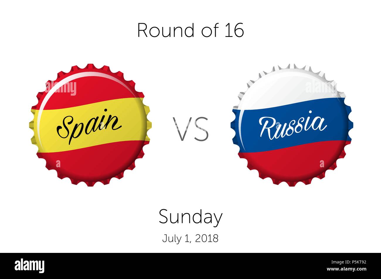 Championnat de soccer | Série de 16 - l'Espagne contre la Russie - 1 juillet 2018 Illustration de Vecteur