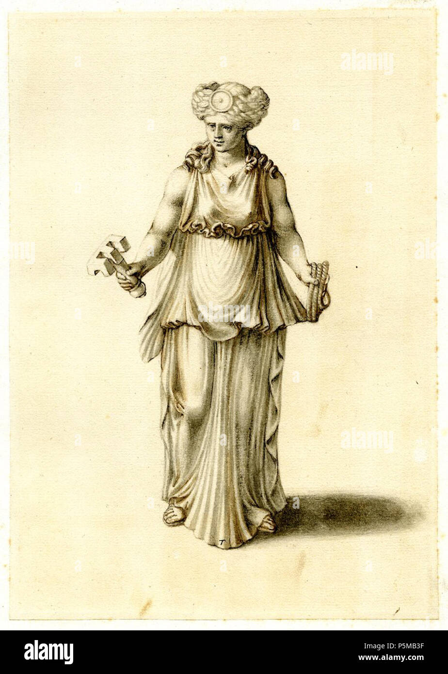 N/A. Anglais : Hekate tenant une clé dans la main gauche et une corde à droite. (Détail du fol. 37 - Statuette de Triple-corsé Hekate). Filigrane : couronne et Star. Plume et encre avec brun clair et gris de lavage. 29 juin 2011. Richard Cosway (1742-1821) Description Français miniaturiste Date de naissance/décès 5 Novembre 1742 4 juillet 1821 Lieu de naissance/décès Tiverton, Devon Londres Londres ; lieu de travail Paris contrôle d'autorité : Q2539929 VIAF:40191108 ISNI:0000 0001 1626 2345 ULAN:500115280 RCAC:n93108180 ALN:35510021 97 WorldCat UN00969959 001 l Banque D'Images