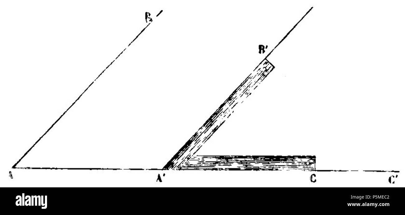 N/A. English : Fig. 5. - Égalité des angles correspondants dos formés par des droites parallèles . 1 mars 2012. François Arago (1786-1853) Noms alternatifs François Arago astronome Français Description, mathématicien, physicien, homme politique, scientifique et enseignant à l'université Date de naissance/Décès 26 Février 1786 2 octobre 1853 Lieu de naissance/décès d'Estagel Paris lieu de travail Paris contrôle d'autorité : Q154353 VIAF:64023378 ISNI:0000 0001 2280 9159 RCAC:n:NLA50052497 35263984 GND:118847767 François Arago 117 WorldCat Astronomie Populaire page T1 0045 Fig5 Banque D'Images