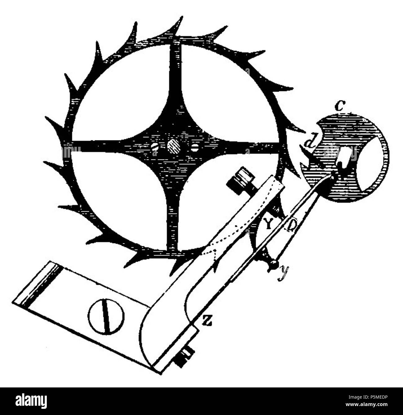 N/A. English : Fig. 30. - Plan de l'échappement libre. 3 mars 2012. François Arago (1786-1853) Noms alternatifs François Arago astronome Français Description, mathématicien, physicien, homme politique, scientifique et enseignant à l'université Date de naissance/Décès 26 Février 1786 2 octobre 1853 Lieu de naissance/décès d'Estagel Paris lieu de travail Paris contrôle d'autorité : Q154353 VIAF:64023378 ISNI:0000 0001 2280 9159 RCAC:n:NLA50052497 35263984 GND:118847767 François Arago 117 WorldCat Astronomie Populaire page T1 0087 fig30 Banque D'Images