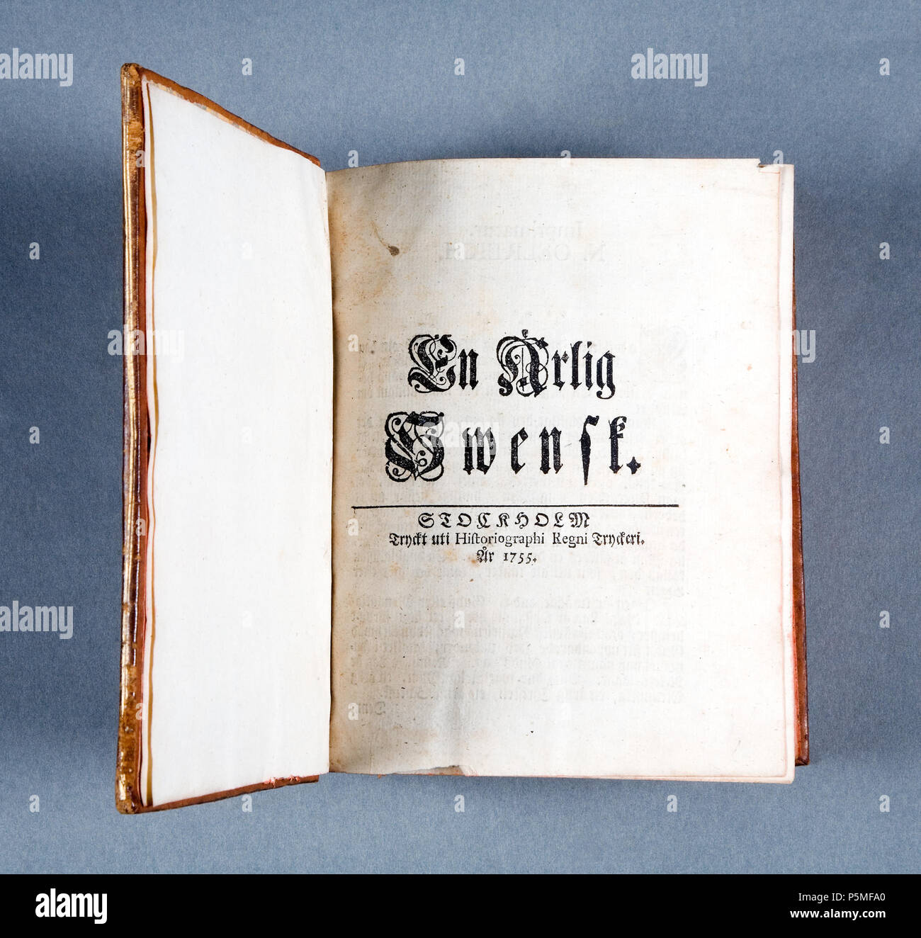 Inv.nr : V17.261. En ärlig svensk, Stockholm 1735 1 "En ärlig svensk" tryckt Skoklosters slott - 1735 - 86223 Banque D'Images