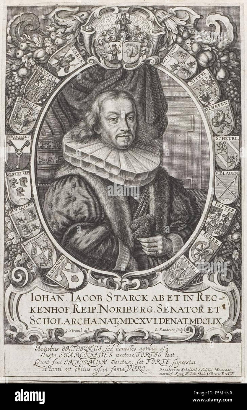 N/A. Grafik aus dem Klebeband Nr. der Fürstlich Waldeckschen Hofbibliothek Arolsen Motiv : Johann Jakob Starck von Reckenhof (1616-1659), Ratsherr u. Dans Scholarch Nürnberg . 17e siècle. Georg Strauch / Jacob von Sandrart Arolsen Klebeband 133 03015 1 Banque D'Images