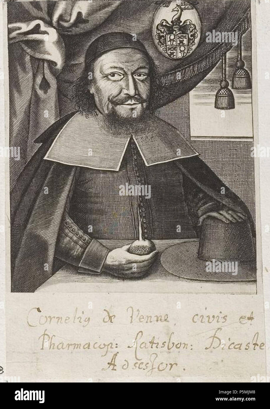 N/A. Grafik aus dem Klebeband Nr. der Fürstlich Waldeckschen Hofbibliothek Arolsen Motiv : Cornelius de Vene (1607-1670), Apotheker à Regensburg . 1670. Mathias van Somer 135 Arolsen Klebeband 036378 Banque D'Images