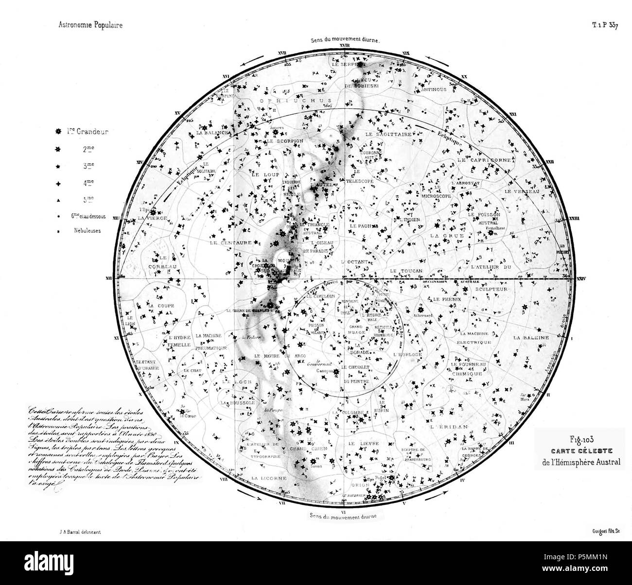 N/A. English : Fig. 103. - Carte céleste de l'Hémisphère Austral. 20 mars 2012. François Arago (1786-1853) Noms alternatifs François Arago astronome Français Description, mathématicien, physicien, homme politique, scientifique et enseignant à l'université Date de naissance/Décès 26 Février 1786 2 octobre 1853 Lieu de naissance/décès d'Estagel Paris lieu de travail Paris contrôle d'autorité : Q154353 VIAF:64023378 ISNI:0000 0001 2280 9159 RCAC:n:NLA50052497 35263984 GND:118847767 144 Astronomiepopula WorldCat01Aragon 0380-A Banque D'Images