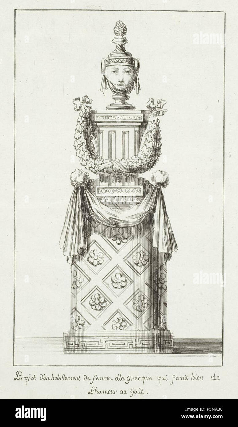 N/A. Grafik aus dem Klebeband Nr. der 14 Waldeckschen Hofbibliothek Fürstlich Arolsen Motiv : Projet d'un habillement de femme à la Grecque qui feroit bien de l'honneur au goût . 18e siècle. 138 Inconnu 005 14 Klebeband Arolsen Banque D'Images