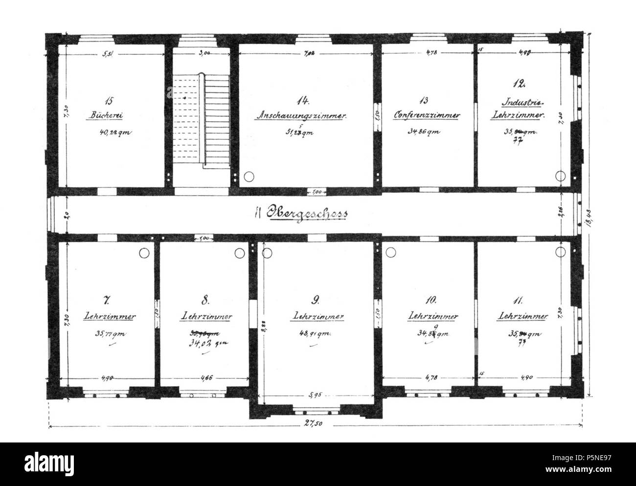 161 Bad Camberg, Freiherr von Schütz Schule, Hauptgebäude, Plan Obergeschoss Banque D'Images