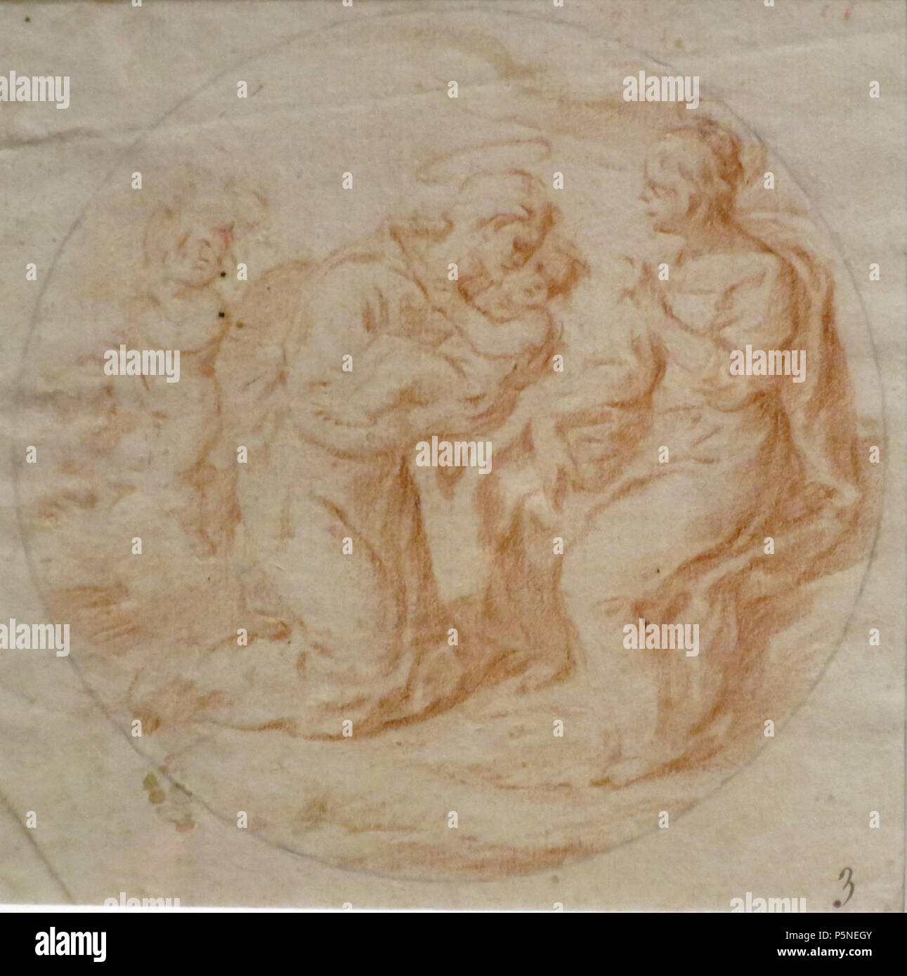 161 Saint Antoine tenant un enfant par Giovanni Baglione, orange crayon Conté Banque D'Images