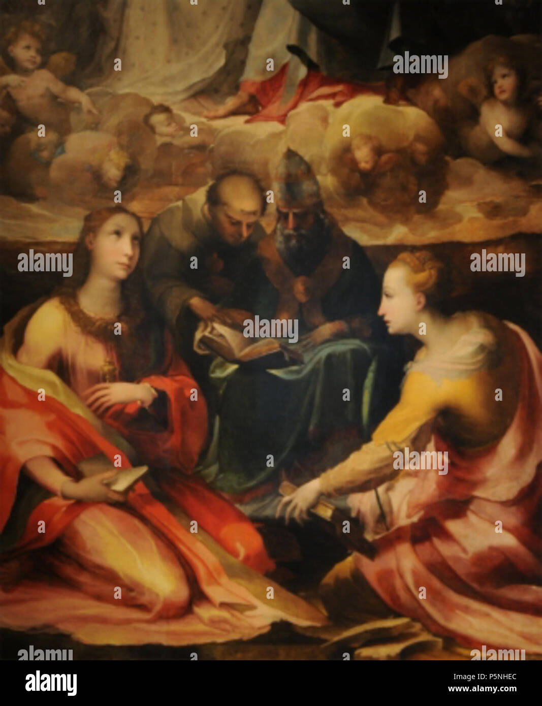 N/A. Anglais : Incoronazione della Vergine e santi, dettaglio . 1540. Domenico di Pace Beccafumi (1486-1551) Noms alternatifs, Mecharino Mecarino Domenico Domenico, Domenico Mecherino, Domenico Domenico, Mecuccio Micarino, Domenico di Giuliano da Parma, nom de naissance : Domenico di Pace Description peintre, dessinateur, sculpteur et graveur Date de naissance/décès 1484 18 mai 1551 Lieu de naissance/décès Montaperti près de Sienne Sienne Rome lieu de travail (1510-1512), Sienne (1512-1551), Rome (1519), Gênes (1534), Pise (1537-1539), Gênes (1541) contrôle d'autorité : Q455712 VIAF:10120260 ISNI:000 Banque D'Images