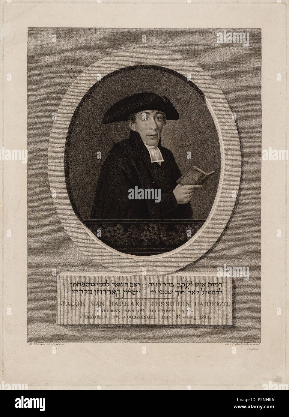 N/A. Nederlands : Beschrijving van Jesurin Jacob Rephaël Cardozo (18-12-1792 / 13-11-1869) Voorzanger van de Portugese Synagoge. Afmetingen : 312 x 232 mm. Documenttype prent Vervaardiger Beek, Antonie van der (1783-1852) Caspari, Hendrik Willem (1770-1829) Collectie Collectie Stadsarchief Amsterdam : tekeningen en prenten Datering 1812 ca. Http://archief.amsterdam/archief/10097/010097014304 Afbeeldingsbestand Inventarissen 010097014304 . vers 1812. Beek, Antonie van der (1783-1852) 180 Beek, Antonie van der (1783-1852), l'AFB 010097014304 Banque D'Images