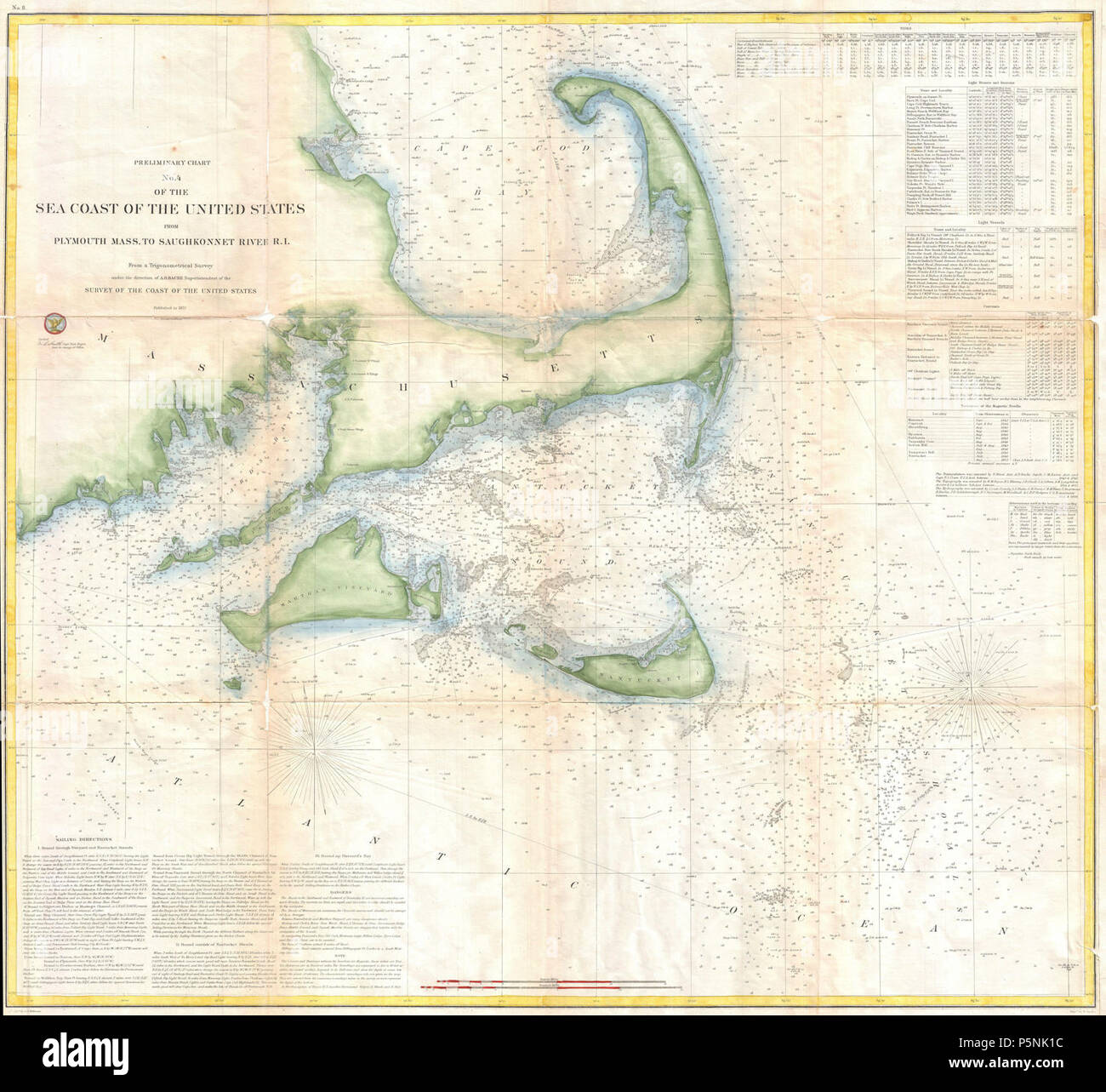 1857 côte des États-Unis Carte d'enquête de Cape Cod, Nantucket et Martha's Vineyard - Geographicus - CapeCod-Cu-1857. Banque D'Images