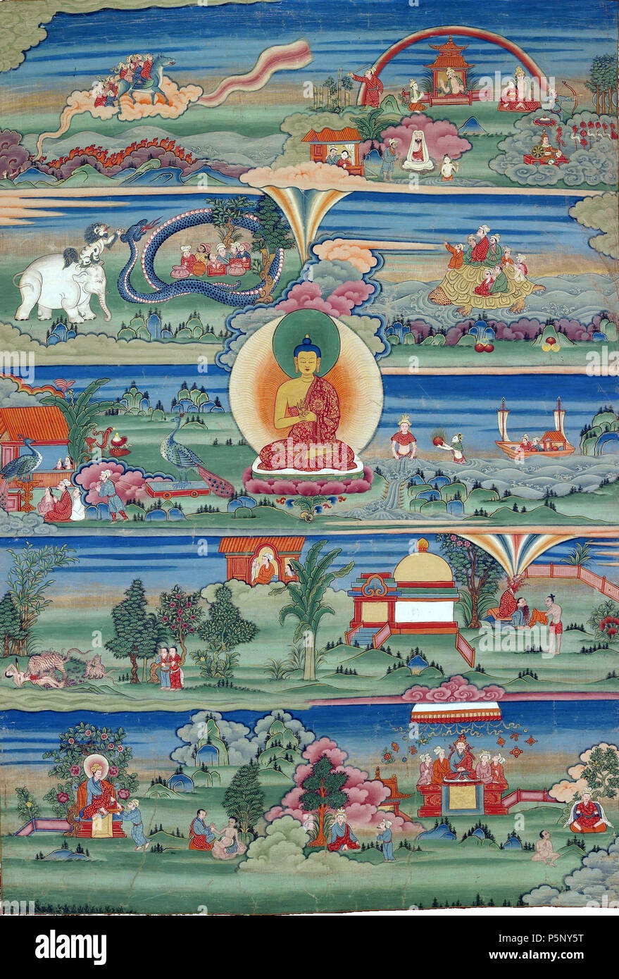 N/A. Anglais : peint des Bhoutanais thanka Jataka Tales, 18e-19e siècle, Phajoding Gonpa, Thimphu, Bhoutan . 18e-19e siècle. 198 inconnu peint des Bhoutanais thanka Jataka Tales, 18e-19e siècle, Phajoding Gonpa, Thimphu, Bhoutan Banque D'Images