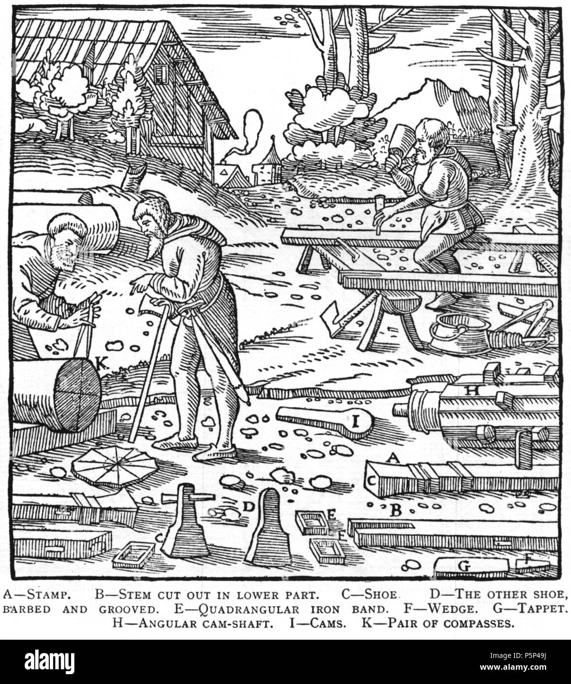 N/A. Illustration à partir de la gravure sur bois De re metallica de Georgius Agricola. C'est un 300dpi numérisation à partir de l'édition Dover 1950 de la Hoover 1913 Traduction de la référence 1556. Le Dover edition est légèrement plus petit que le format affiche Hoover (qui est un livre rare). Les gravures sur bois ont été recréés pour l'impression de 1913. Les noms de fichiers (à l'exception de la page de titre) indiquent le chapitre (2, 3, 5, etc.), suivie par le numéro séquentiel de l'illustration. 2 mai 2005, 07:12:52. TCO (talk) 223 Book8-12 Banque D'Images