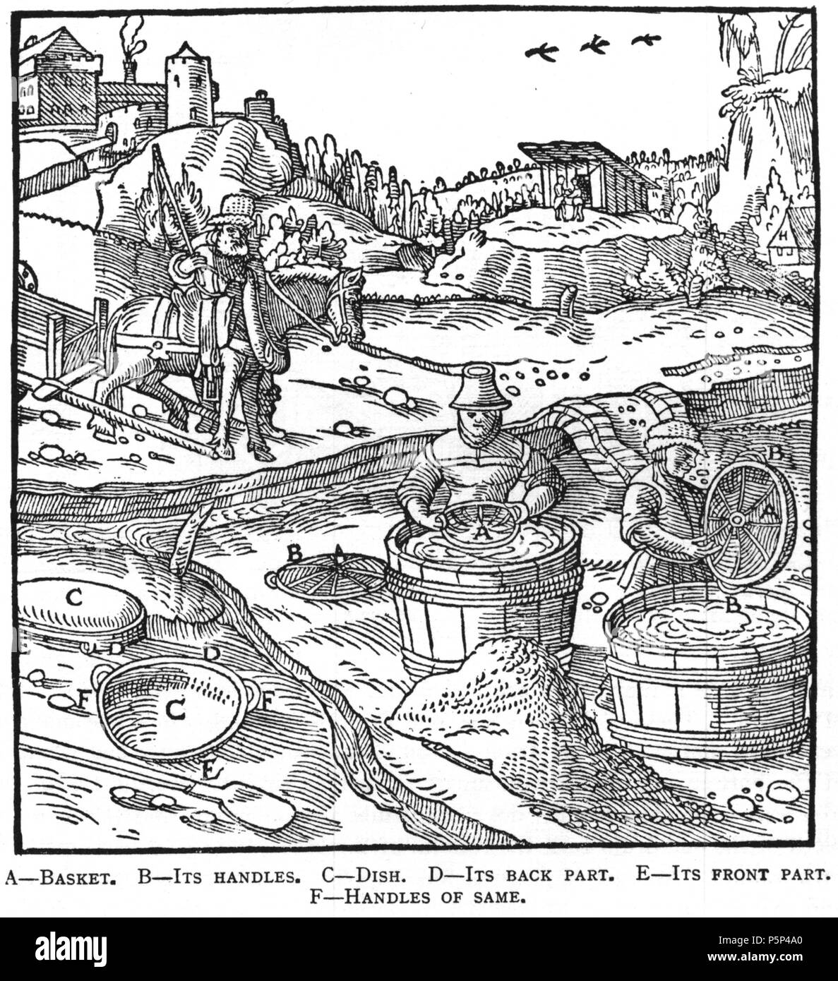N/A. Illustration à partir de la gravure sur bois De re metallica de Georgius Agricola. C'est un 300dpi numérisation à partir de l'édition Dover 1950 de la Hoover 1913 Traduction de la référence 1556. Le Dover edition est légèrement plus petit que le format affiche Hoover (qui est un livre rare). Les gravures sur bois ont été recréés pour l'impression de 1913. Les noms de fichiers (à l'exception de la page de titre) indiquent le chapitre (2, 3, 5, etc.), suivie par le numéro séquentiel de l'illustration. 2 mai 2005, 07:12:58. TCO (talk) 223 membres de livre Banque D'Images