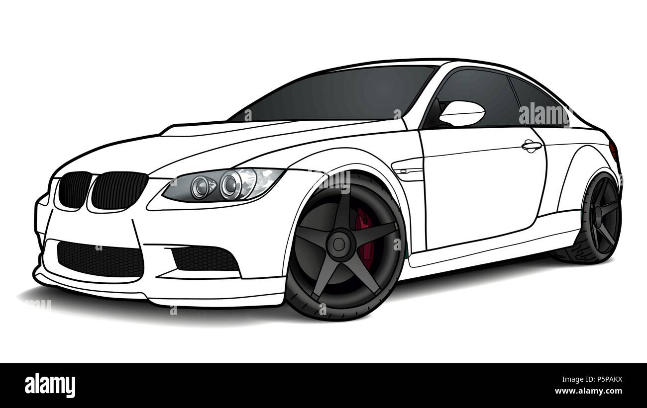 Vecteur détaillée tirage d'une télévision sport car avec trait noir option pour pouvoir personnalisé pour enfants couleur livre de dessin. Illustration de Vecteur