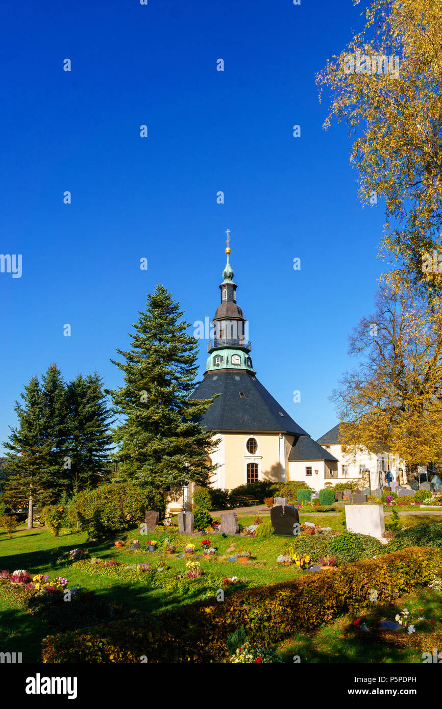 Église de Seiffen Monts métallifères en Saxe Allemagne à la lumière du jour. Banque D'Images