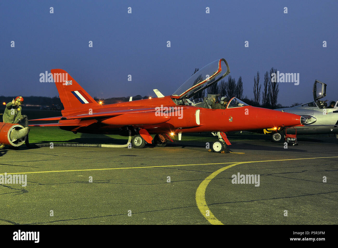 Le GNAT Folland Gnat de l'équipe de Heritage Trust d'aéronefs à North Weald Airfield, Essex, Royaume-Uni. Ex-RAF Royal Air Force avion d'entraînement à réaction. Commencer Banque D'Images