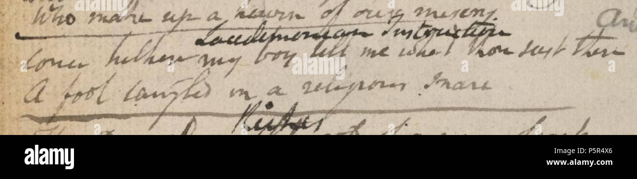 N/A. Anglais : Blake autographe - Bloc-notes 48 - Lacedemonian les instructions . 10 septembre 2013, 00:42:36. William Blake (1757-1827) Noms alternatifs W. Blake ; Uil'iam Bleik ; Blake Description British-English peintre, poète, écrivain, théologien, collectionneur et graveur Date de naissance/décès 28 Novembre 1757 12 août 1827 Lieu de naissance/décès Broadwick Street London Charing Cross lieu de travail contrôle d'autorité : Q41513 VIAF:54144439 ISNI:0000 0001 2096 135X ULAN:500012489 RCAC:n:NLA78095331 35019221 208 manuscrit WorldCat Blake - Ordinateur portable 48 - Instruction Lacedemonian Banque D'Images