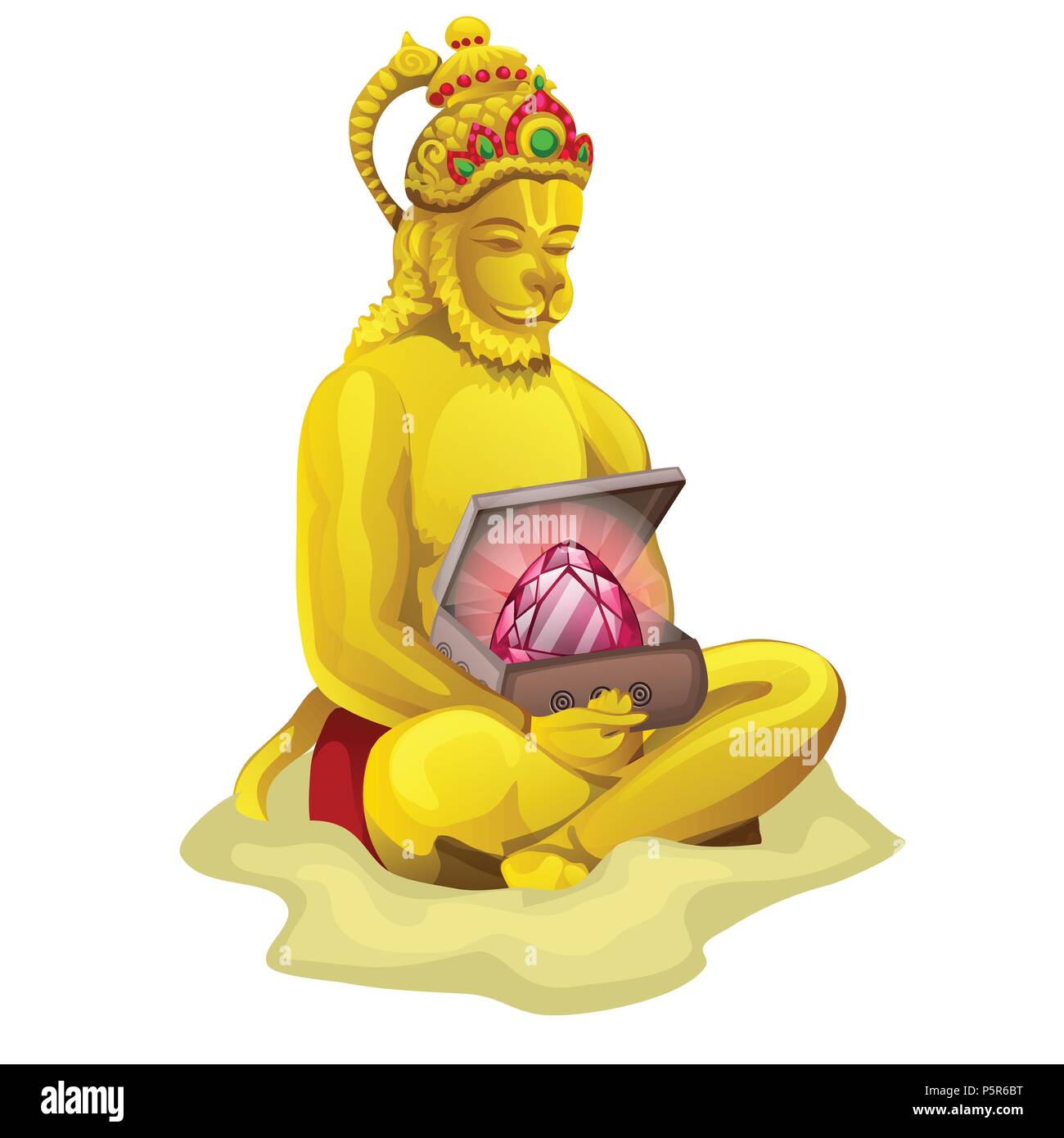Sculpture de Nrsimha ou Narasimha isolé sur fond blanc. Cartoon Vector illustration close-up. Illustration de Vecteur