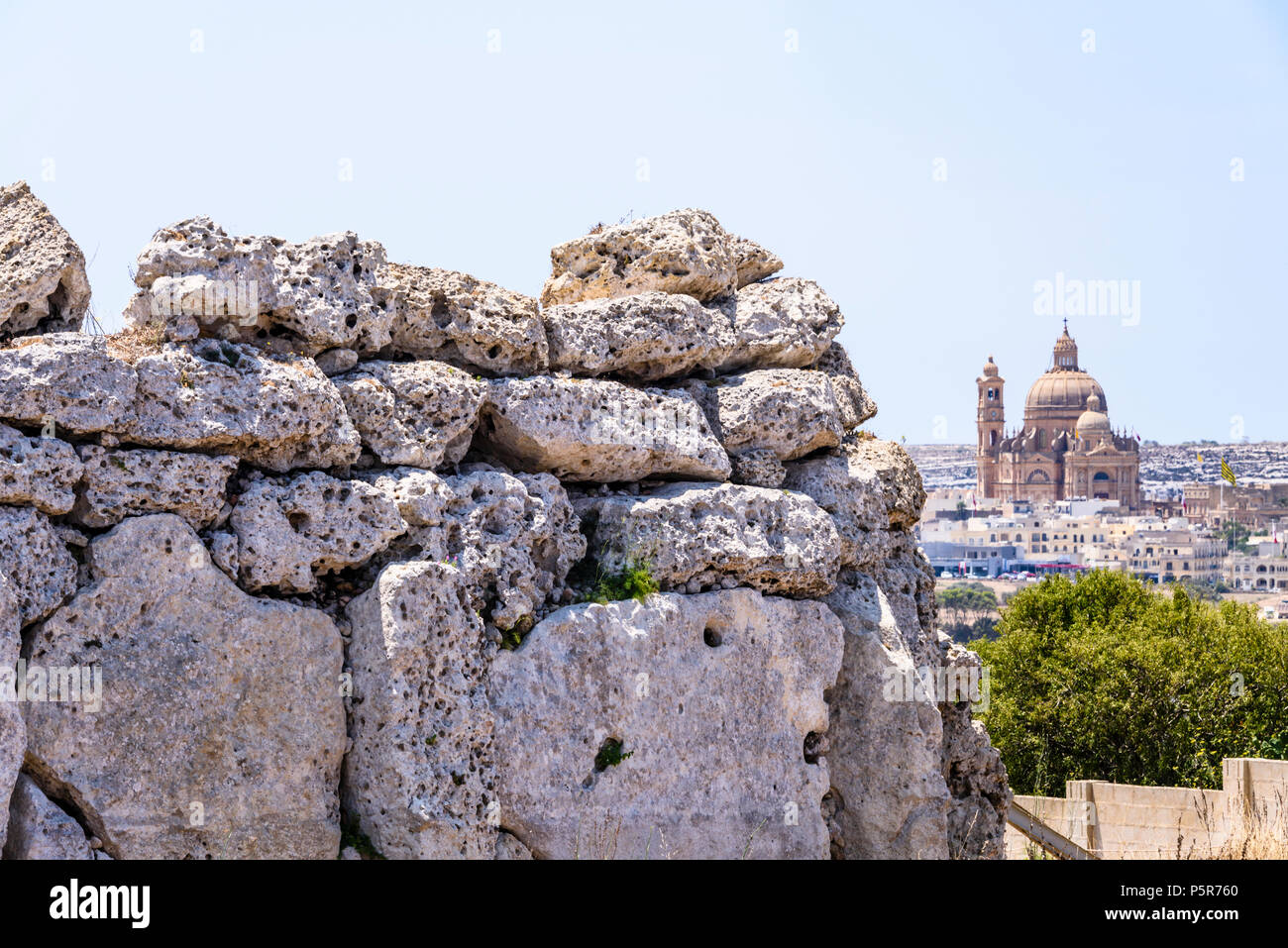 Ancien temple mégalithique de Gigantija, Xaghra, GOZO, Malte. Banque D'Images