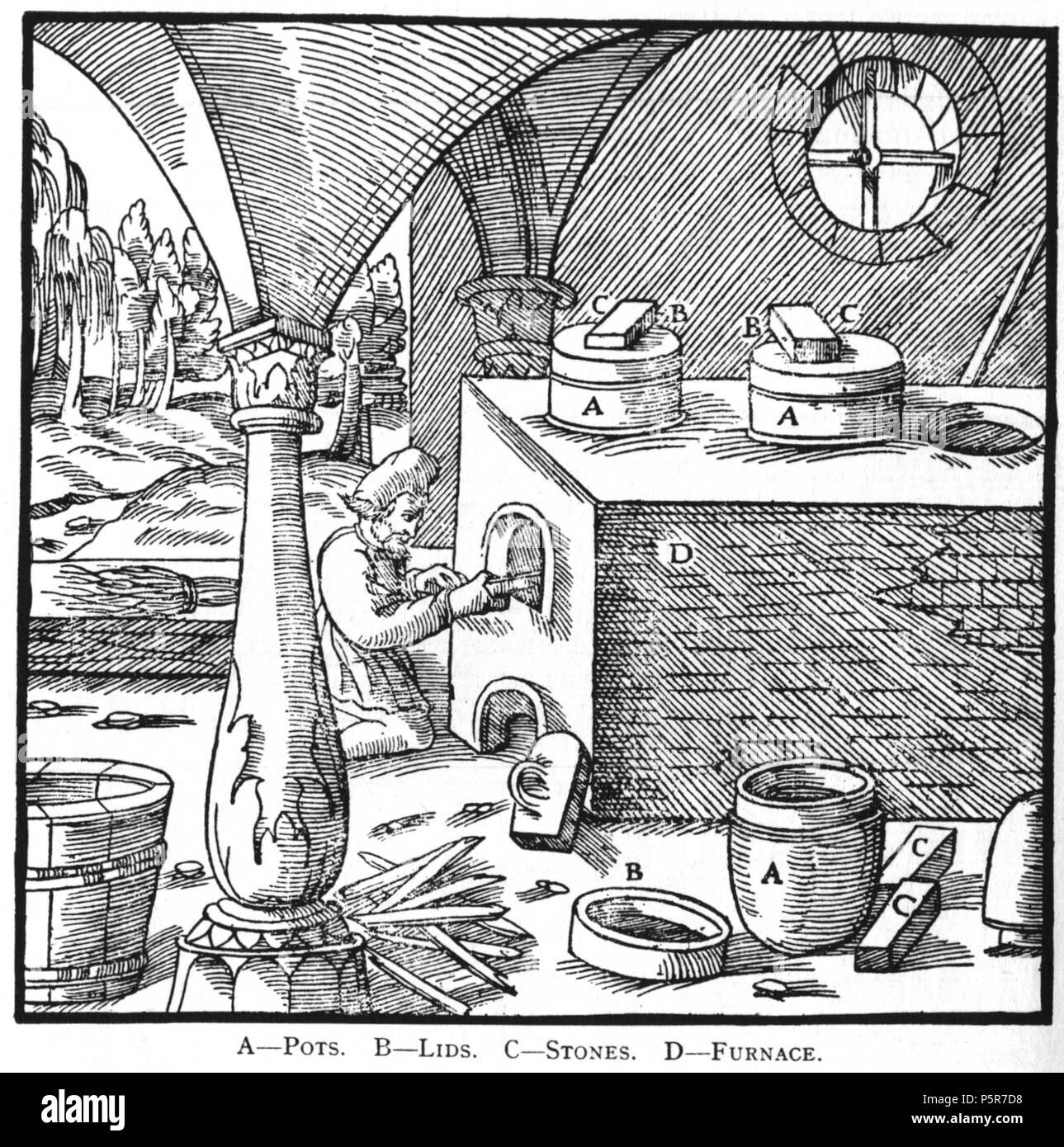 N/A. Illustration à partir de la gravure sur bois De re metallica de Georgius Agricola. C'est un 300dpi numérisation à partir de l'édition Dover 1950 de la Hoover 1913 Traduction de la référence 1556. Le Dover edition est légèrement plus petit que le format affiche Hoover (qui est un livre rare). Les gravures sur bois ont été recréés pour l'impression de 1913. Les noms de fichiers (à l'exception de la page de titre) indiquent le chapitre (2, 3, 5, etc.), suivie par le numéro séquentiel de l'illustration. 2 mai 2005, 07:12:02. TCO (talk) 223 Book9-30 Banque D'Images