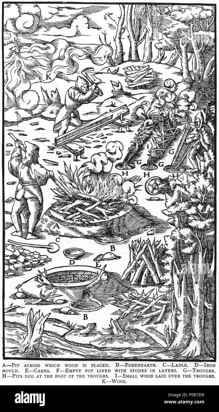 N/A. Illustration à partir de la gravure sur bois De re metallica de Georgius Agricola. C'est un 300dpi numérisation à partir de l'édition Dover 1950 de la Hoover 1913 Traduction de la référence 1556. Le Dover edition est légèrement plus petit que le format affiche Hoover (qui est un livre rare). Les gravures sur bois ont été recréés pour l'impression de 1913. Les noms de fichiers (à l'exception de la page de titre) indiquent le chapitre (2, 3, 5, etc.), suivie par le numéro séquentiel de l'illustration. 2 mai 2005, 07:12:02. TCO (talk) 223 Book9-31 Banque D'Images