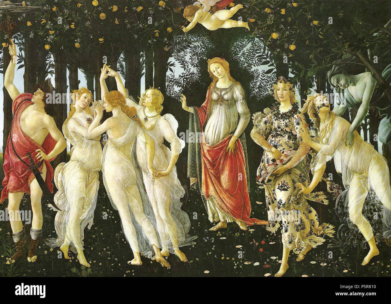 Primavera . La peinture de Botticelli représente le printemps. 1482. N/A 226 Botticelli Primavera 1482 Banque D'Images