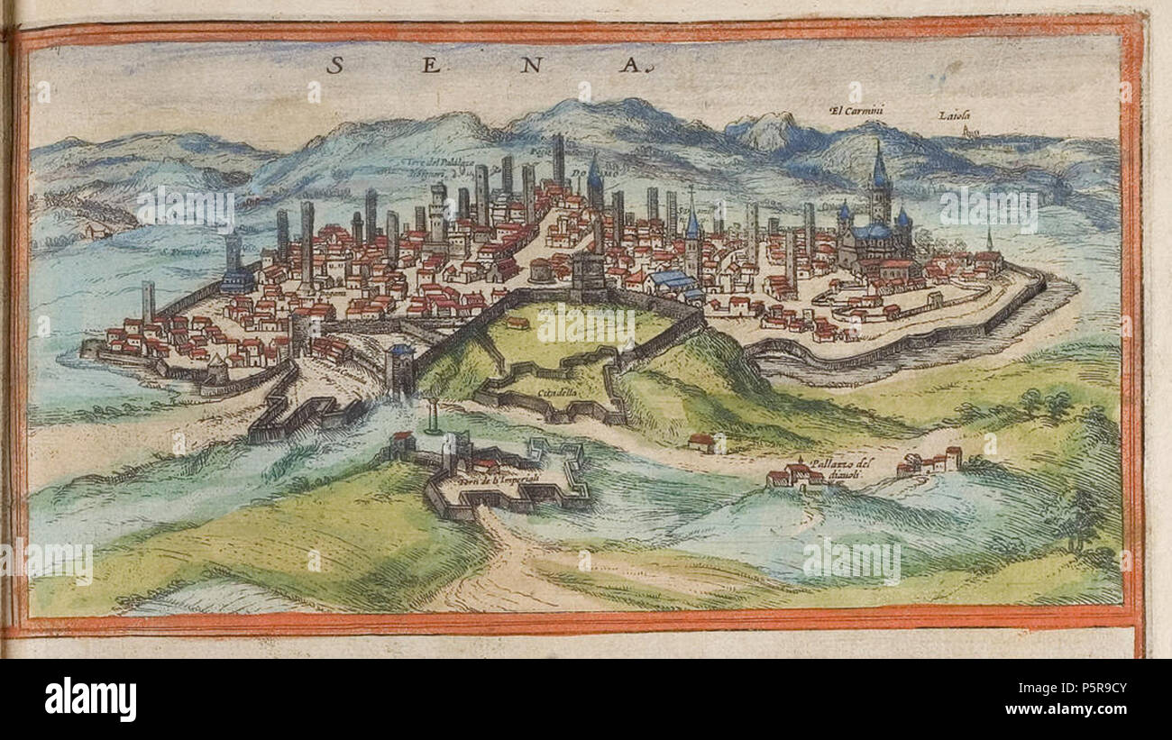 N/A. Sienne . 1572. Georg Braun ; Frans Hogenberg 231 Braun Sienne UBHD Banque D'Images