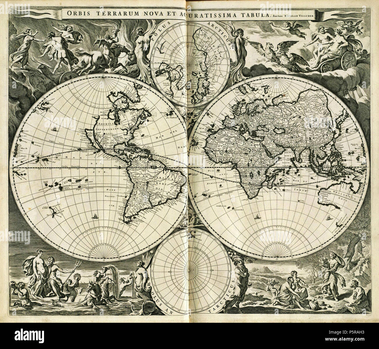 N/A. titre =Orbis Terrarum Nova et Accuratissima Tabula;size =47x57cm . 1700. Visscher, N 20 1700 Orbis Terrarum Visscher M. Banque D'Images