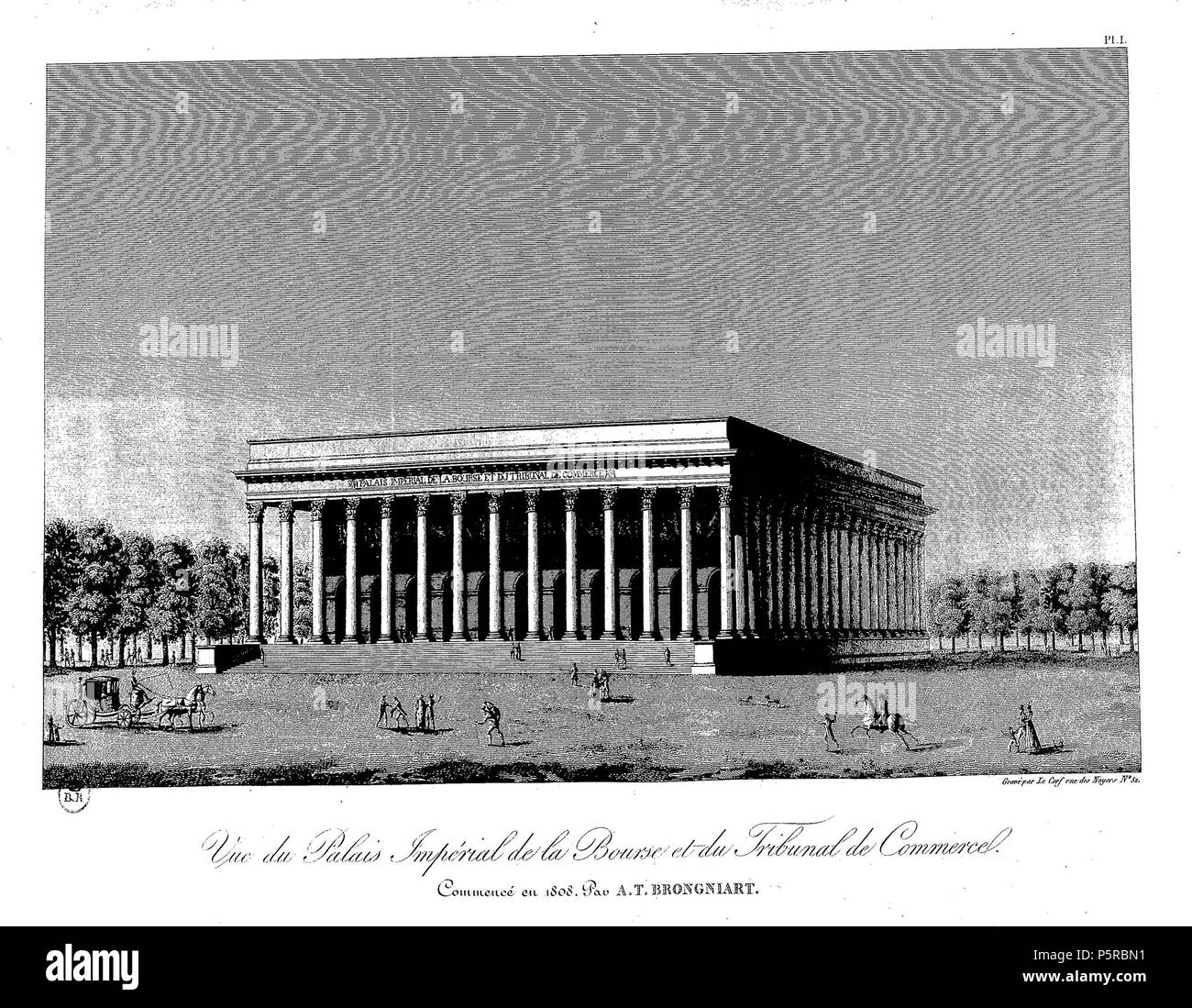 241 Brongniart - Plans du Palais de la Bourse de Paris et du cimetière Mont-Louis, J Banque D'Images